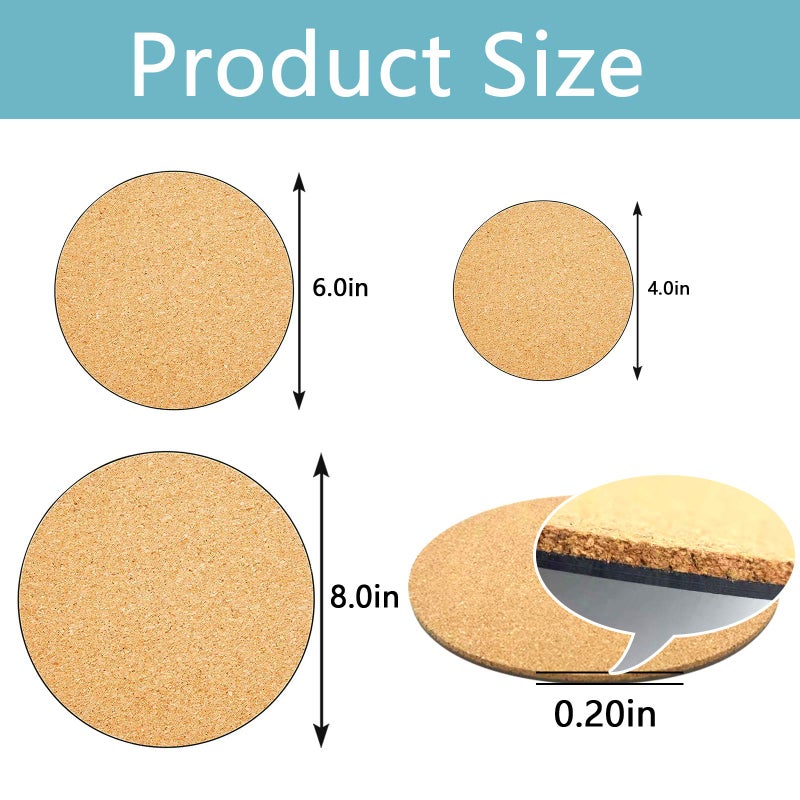 Purple Star 9 Pcs 3 Sizes Cork Plant Coasters Cork Plant Mat - 4/6/8 Inch Cork Plants Pads DIY Plant Coasters for House Plants Indoors  Cork Pads for Plant - Image 2